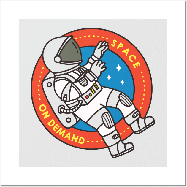 Cute Doodle of Astronaut Floating in Space Wall Art by SLAG_Creative